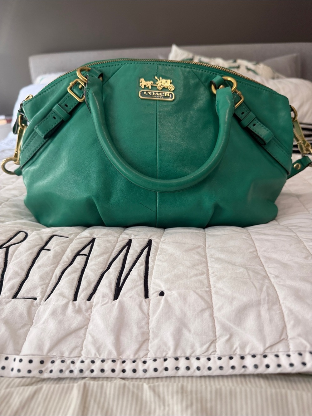 COACH Madison Leather Sophia Satchel Cloverleaf